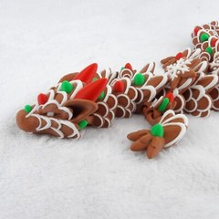 3D Printed Articulated Gingerbread Dragon – Holiday Decor – Multicolor!