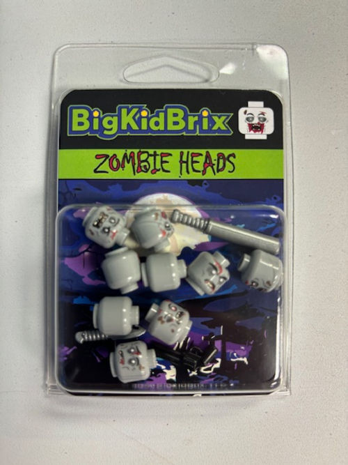 Custom Zombie Head Pack Printed on Genuine Lego Parts -by BKB +Bonus Weapons!