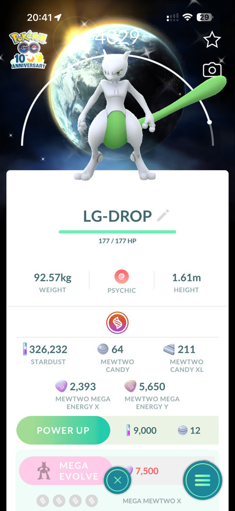 Pokémon✨Shiny Mewtwo✨10th Anniversary Celebration Background✨Master Ball Caught✨
