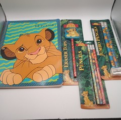 Vintage Disney The Lion King Simba NIP New Sealed: EraserTop,Pencils&Jumbo+Extra