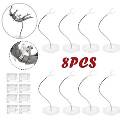 8PCS Action Figure Stand with Adjustable Metal Support Arm, Action Figure Clear