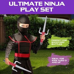 Ninja Toy Weapons Kids Role Play Set with 2 Katana Swords, 2 SAIS, 4 Shuriken an