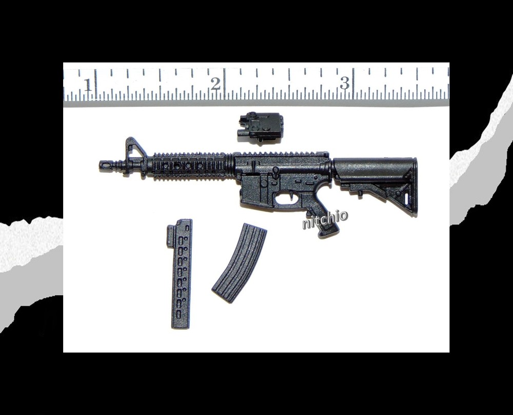 1/12 Scale Weapon – M4 ASSAULT RIFLE WITH LASER SITE & 2 AMMO CLIPS Fodder