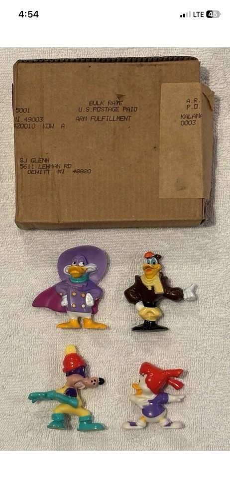 Vintage Complete Set of 4 Kelloggs Darkwing Duck Disney 2” PVC Figures 1992