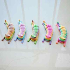 3D PRINTED – LAYING CAT – RANDOM RAINBOW COLORS – ARTICULATED – FIDGET TOY