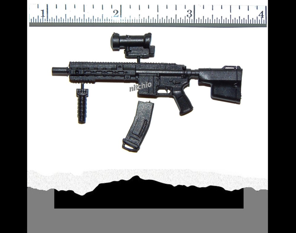 1/12 Scale Weapon – ASSAULT RIFLE F06R with SCOPE, GRIP & AMMO CLIP Fodder