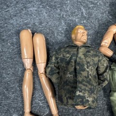 Lot of 6 Vtg 12” Army Military GI Joe Dolls Figures Soldiers With Clothes Guns