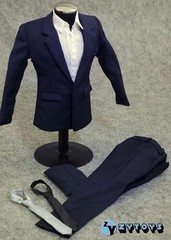 ZYTOYS 1/6 Male Blue Suit Shirt Tie Pants Clothes Set For 12″Figure Body Toys
