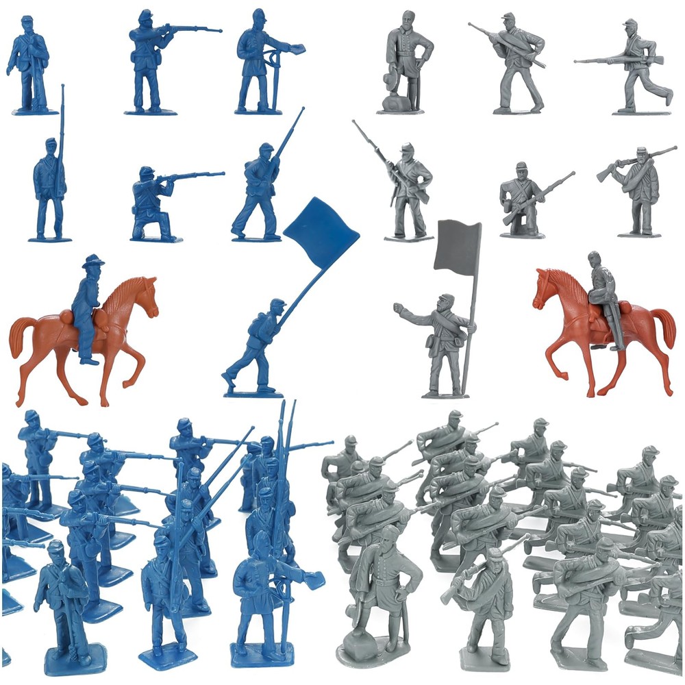 82PCS Civil War Solider Toys, 40 Blue and 40 Gray Uniform Action Figures Plastic