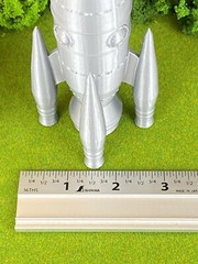 1950s Style Spaceship 6″ Tall – 3D Printed HO Scale, Steel Appearance BRAND NEW