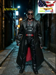 1/12 black overcoat for 6″ blade figure SHF Nota Mezco MixMax PHICEN Figma ❶USA❶
