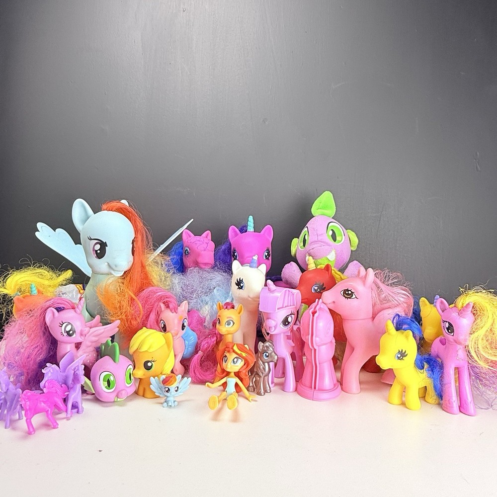 My Little Pony Toy Lot 22+ pc Rainbow Dash Spike Plush Sunset Shimmer Figures