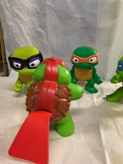 4 LOT Teenage Mutant Ninja Turtles Tootin’ Toys Mutant Mayhem Complete Set