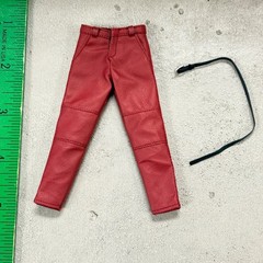 MO-SMLPT-RD: 1/12 Red faux leather pants with belt for 6″ medium to slim body