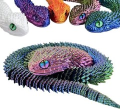3D Printed Snake 24 inch Viper Snake Flexible Snake Fidget Toys Desk Decor Gifts