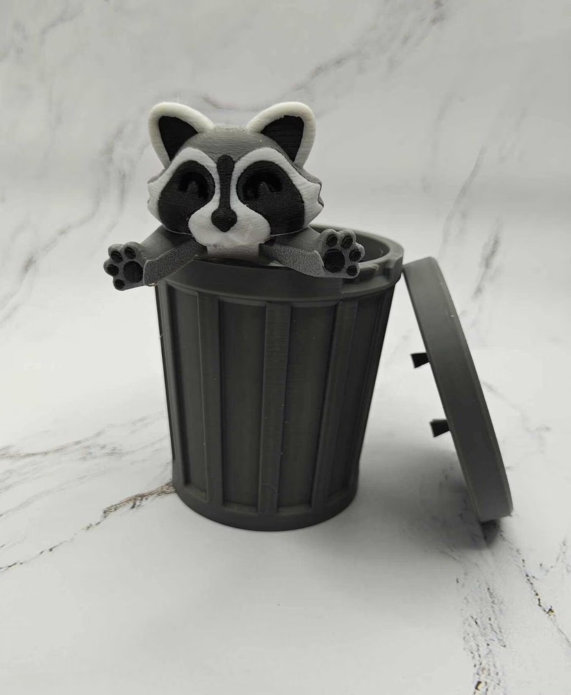3D Printed Articulated Raccoon: PLA Plastic Trash Panda Toy