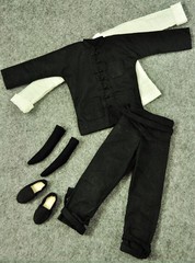 1/6 Long Sleeve Custom Black Chinese-style Costume Kung Fu suit hot toys ❶USA❶