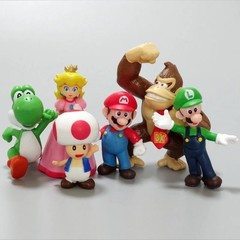 6 Pcs Set B Super Mario Bros Toy Figures Luigi Toad Yoshi Cake Toppers Party