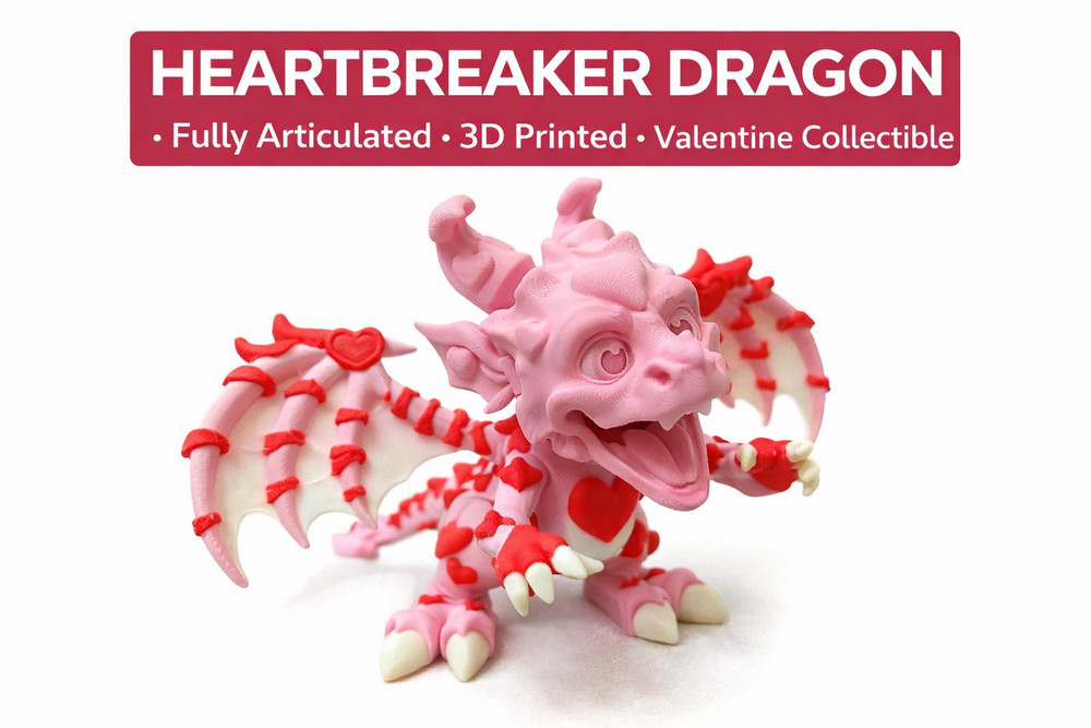 Heartbreaker Dragon – Fully Articulated 3D Printed Valentine Dragon