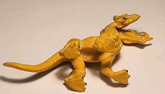 Two Headed Dragon Figure Black Yellow Hard Rubber Fantasy Creature Toy