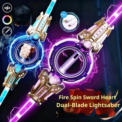 viral dual Lightsaber Glowing Laser Rotating Sword Toys Spark Spinning Sword Do