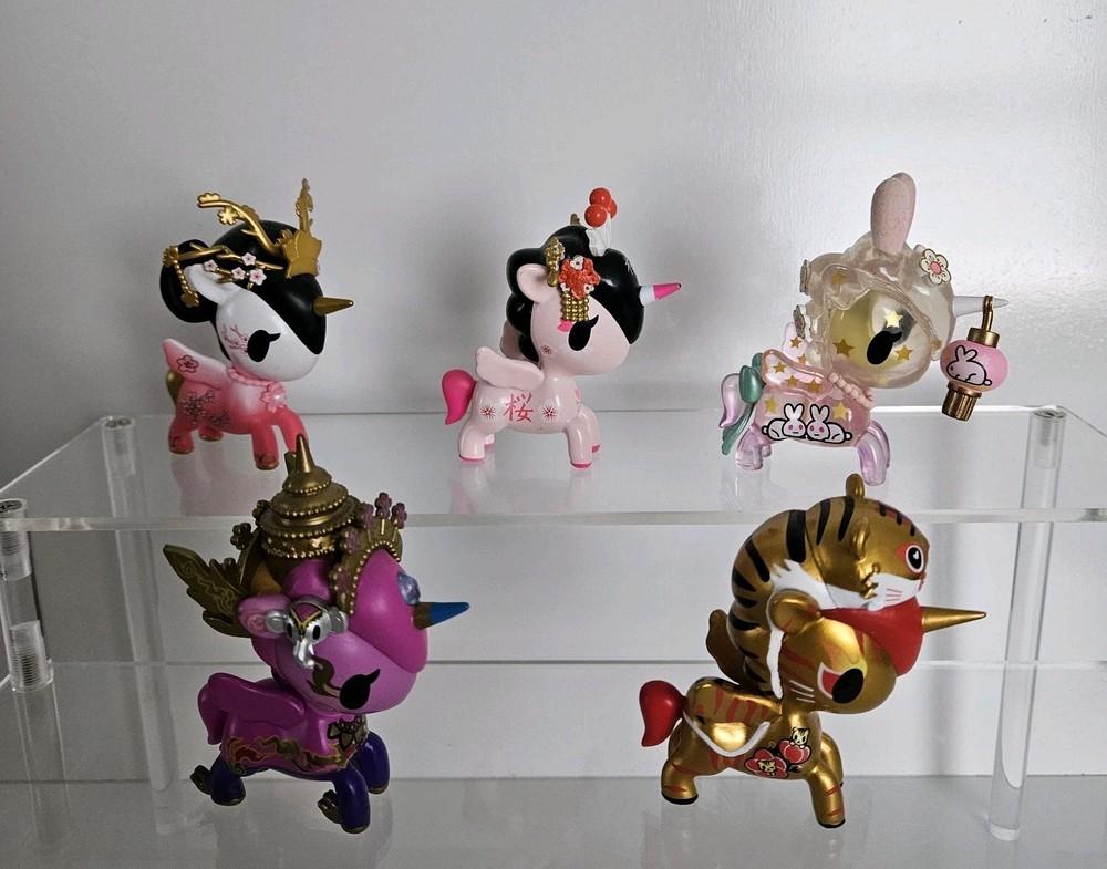 Lot Of 5 Tokidoki Unicornos Figures Thai Princess, Tiger, Cherry Blossom, Bunny