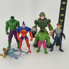 Marvel DC Super Hero Action Figures Lot Super Man Hulk Avatar Sharkboy 6 Pcs Y2K