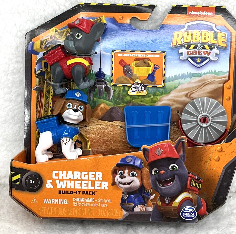 Rubble & Crew Paw Patrol Charger & Wheeler Build-It Pack Action Figure Playset