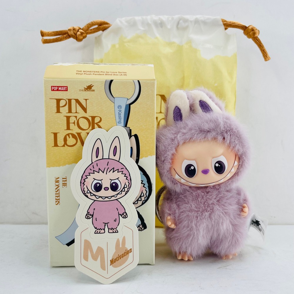 POP MART Labubu The Monsters Pin For Love Series Mini Vinyl Plush Doll Pendant M