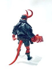 SU-HB-JK-BK: Custom Black faux Leather Jacket for 1000Toys Hellboy (No figure)