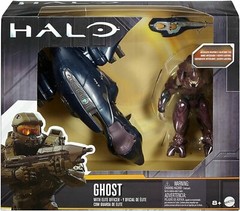 HALO Ghost Vehicle & Elite Officer Set Fully Articulated Figure w/ Stand Mattel