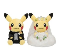 Pokemon Center plush Pikachu Wedding Pair set male female Doll Stuffed figure