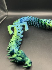 14″ Articulated Dragon 3D Printed Blue Green PLA Flexi Dragon Figure