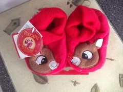 Rudolph The Red Nosed Reindeer Slippers 50 Years and Still Glowing 3-4 Rare New