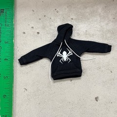 MO-SPD-HD-BK: 1/12 Black pocket hoodie with spider logo for 6″ slim figure