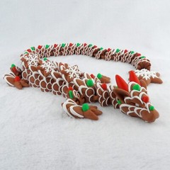 3D Printed Articulated Gingerbread Dragon – Holiday Decor – Multicolor!