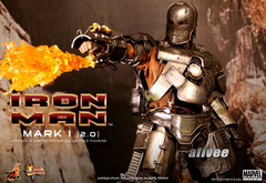 Hot Toys MMS168 Iron Man MK1 Mark I 2.0 1/6 Deluxe Figure Light Up Battle Damage