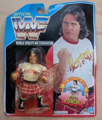 WWF Hasbro Series 2 Rowdy Roddy Piper American On Card (Kinda) Hole in Bubble