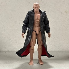 PB-LTC-BLD: 1/12 Black Red Faux Leather Coat for Mezco or Marvel Legends