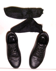 1/6 PAIR of Dragon Black Action Figure Business / Dress Shoes with Socks loose
