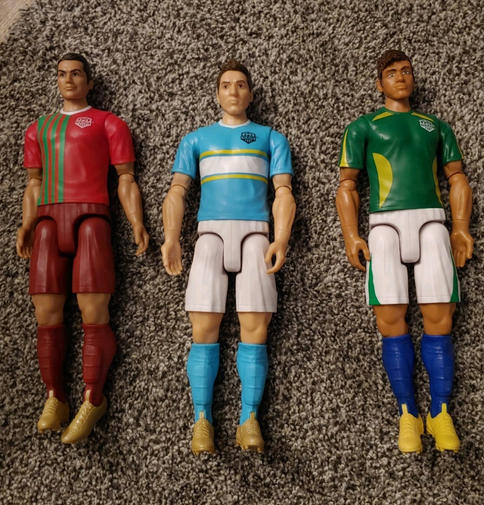 FC Elite Soccer Action Figure Lot of 3 – Ronaldo Messi Neymar Jr