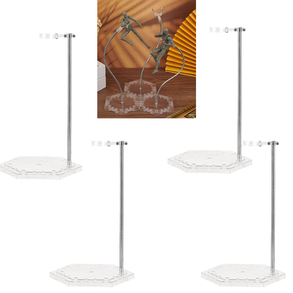 4Pcs Action Figure Stand with Adjustable Metal Support Arm Action Figure Clear F