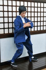 Stock Bruce Lee 1/6 Blue Long Sleeve Tang Suit Yip Man Kung Fu Clothes New