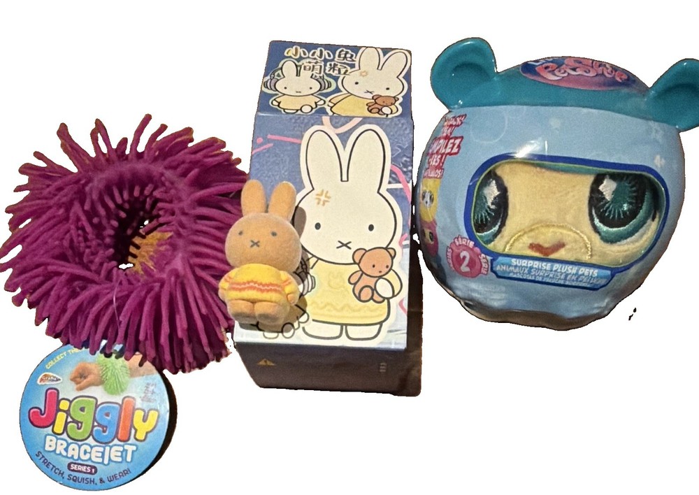 Miffy Rabbit Figurine (open box) + Jiggly Bracelet + Littlest Pet Shop