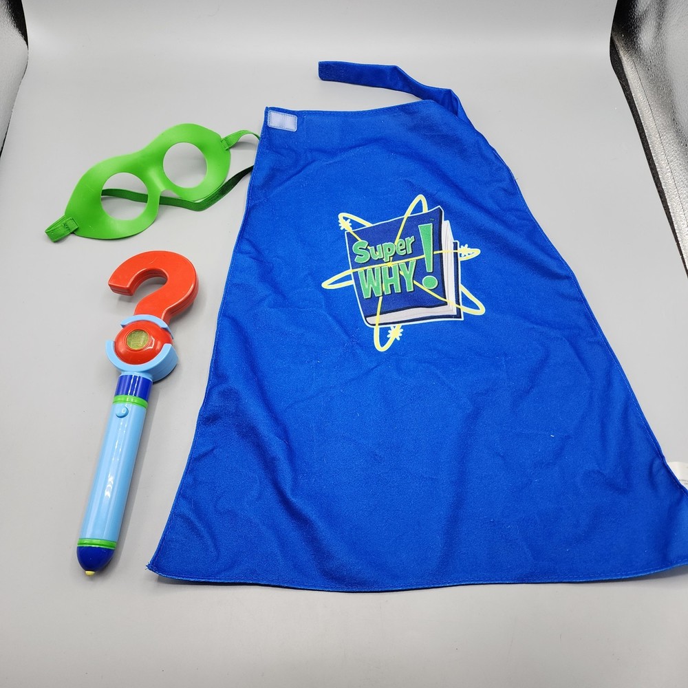 2009 Learning Curve Super Why Writer Wand Light Up, Cape + MASK! Set / Works