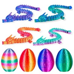 4Pcs 3D Printed Dragon Eggs with Articulated Dragon Inside, 8.86″ Flexible ..