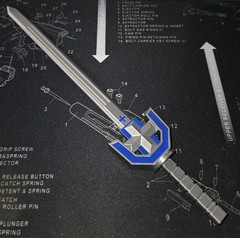 3D Printed Voltron Dairugger Replacement Sword Blue & Silk Silver PLA About 11″