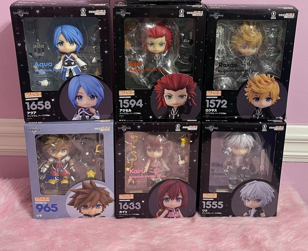 Rare Lot 6 Kingdom Hearts Disney Nendoroids Sora Roxas Axel Aqua Riku Kairi