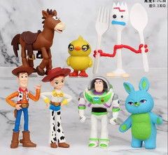 7Pcs/Set Toy Story 4 Action Figures Toy Woody Jessie Buzz Lightyear Forky Pig Be