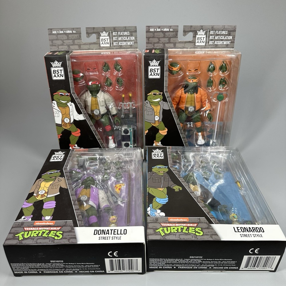 BST AXN TMNT Street Style Letterman Jacket 5″ 4-Pack Action Figure Bundle – New